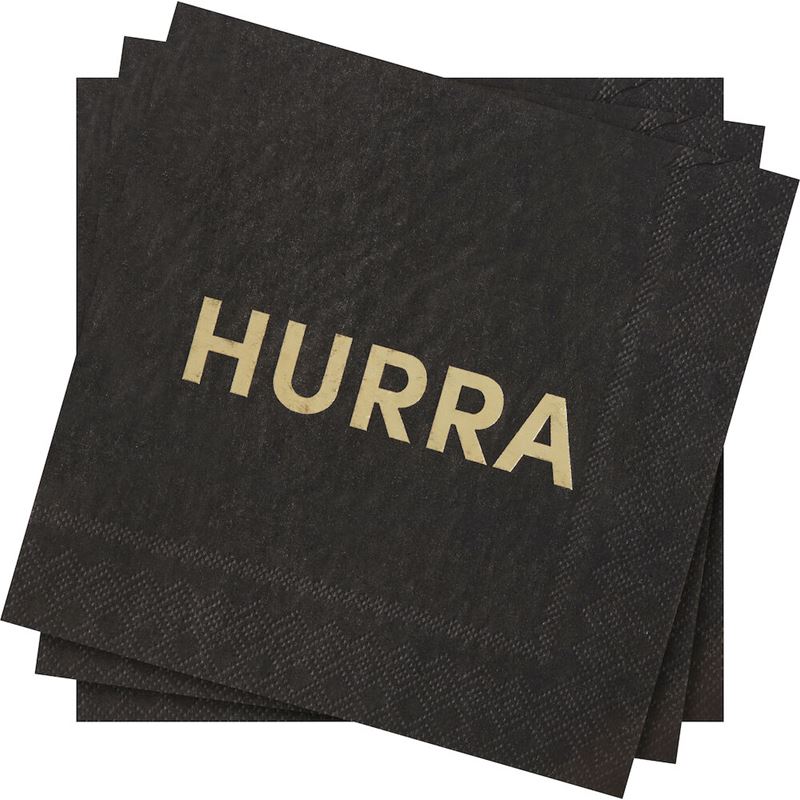 SERVIETT HURRA 33X33CM 20PK SORT GULLPRINT