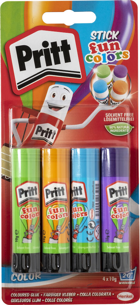 Pritt Stick Fun Colors Colla Colorata - 4 Stick da 10g