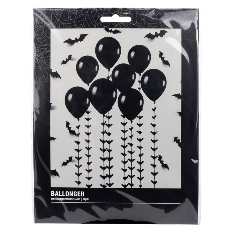 Ballonger med flaggermusswirl 8pk