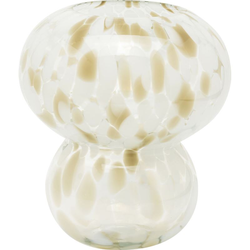 HVALSTRAND VASE 22CM, KLAR, HVIT OG BEIGE